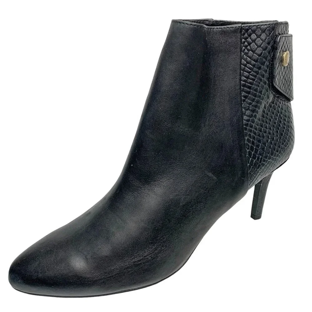 Cole‎ Haan Grand.Os Claremont Black and Smooth Embossed Leather Booties